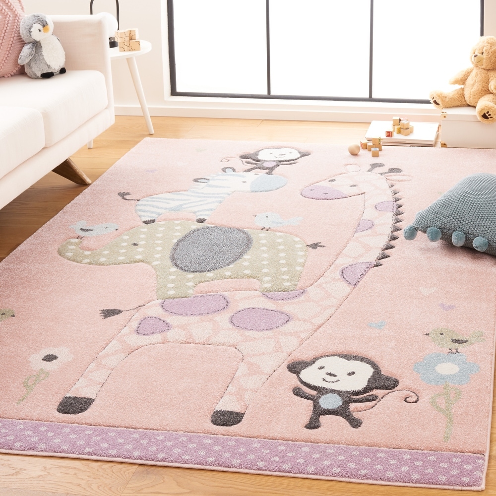 Safavieh Carousel Kids Peek a boo 5 x 8 Pink/Gray Indoor Kids Area Rug