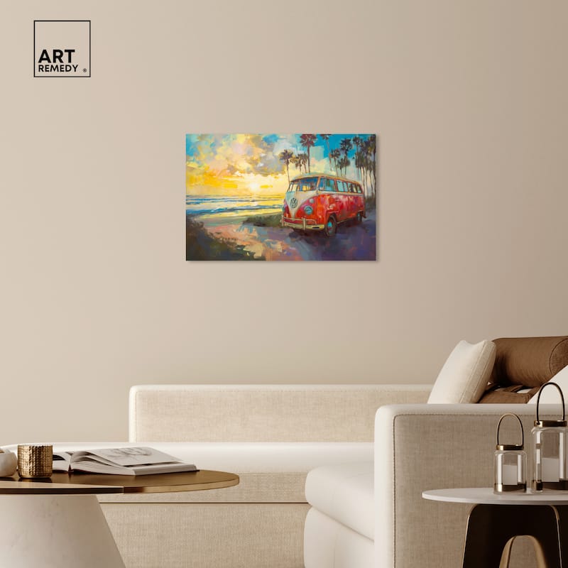 Art Remedy Memories At The Beach Gallery Wrapped Colorful Coastal 1 Piece Canvas Wall Art