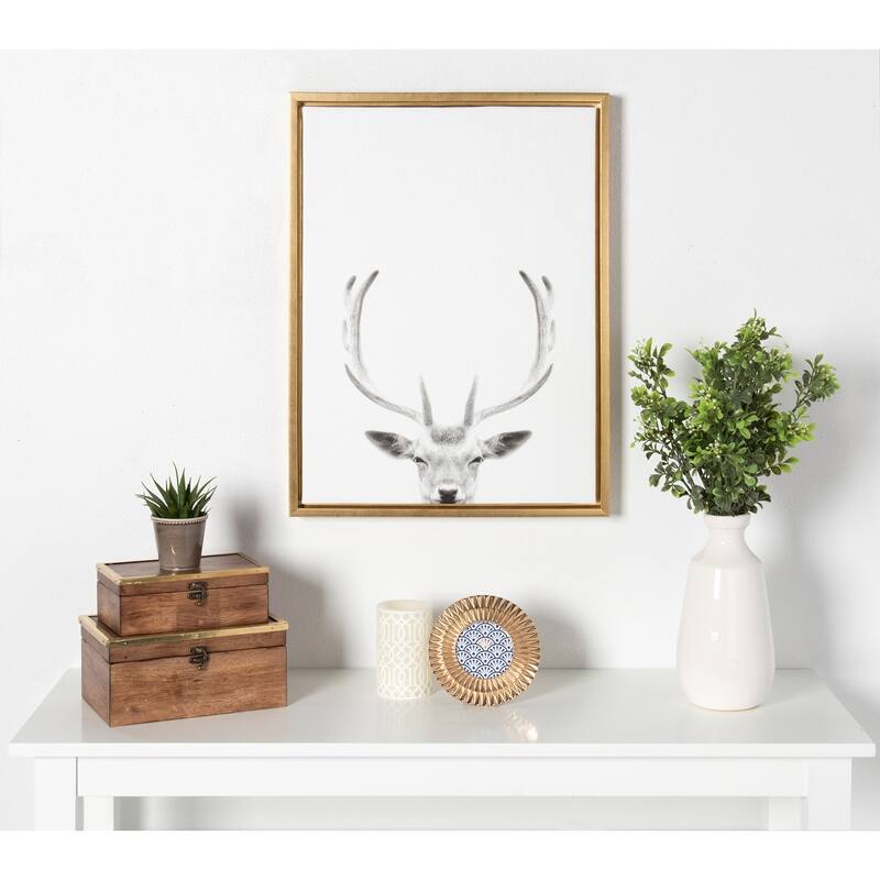 Kate and Laurel Sylvie Deer Portrait Framed Canvas by Simon Te Tai