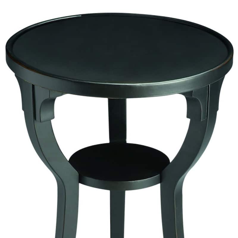 HomeRoots 24" Black Manufactured Wood Round End Table With Shelf - 15.75' X '24.25' X '15.75