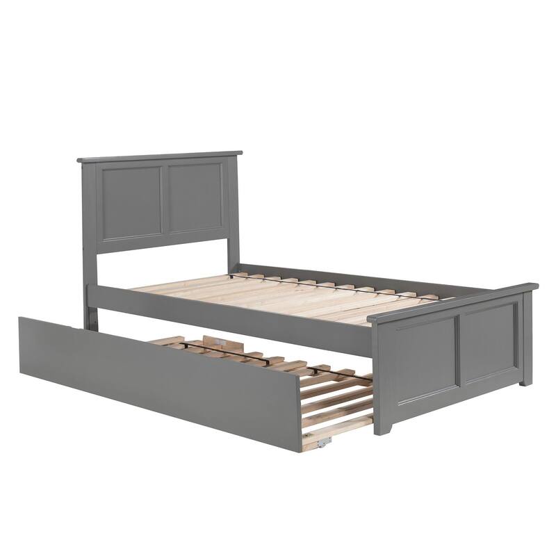 Luxury Platform Bed with Trundle - Twin Size, Matching Footboard, Cozy Bedroom Furniture