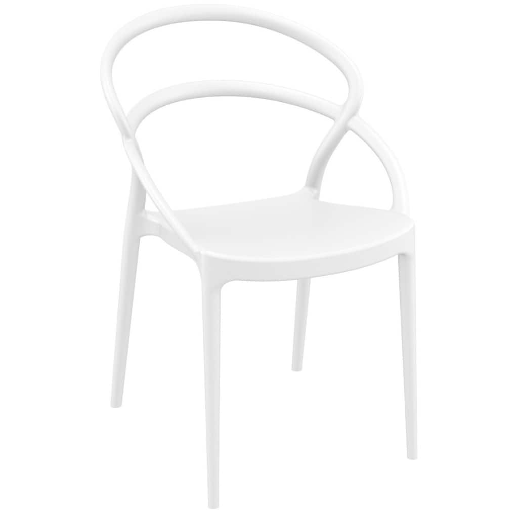32.25" White Outdoor Patio Round Dining Chair
