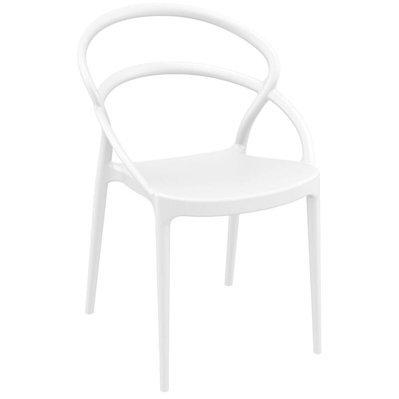 32.25" White Outdoor Patio Round Dining Chair
