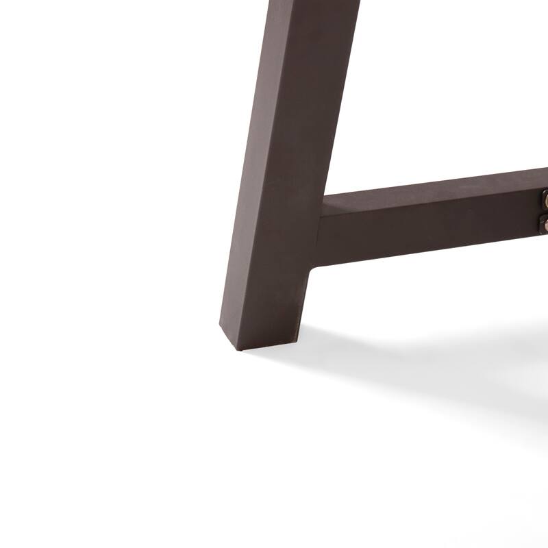 Acacia Wood Dining Table Powder Coated Metal Base Modern Industrial Outdoor