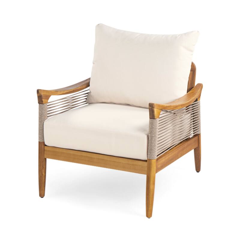 Christopher Knight Home - Riviera Acacia Wood Patio Club Chair with Woven Rope Accents