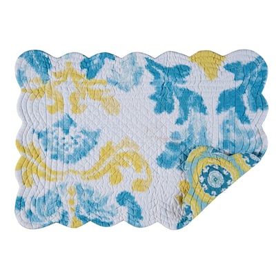 Delilah Quilted Reversible Oblong 13" x 19" Placemat Set of 6 - Set of 6