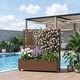 preview thumbnail 70 of 103, 72 in Metal Movable Planter Box with Trellis Privacy Screen Lockable Wheels Brown-Rectangle - 47"x47"