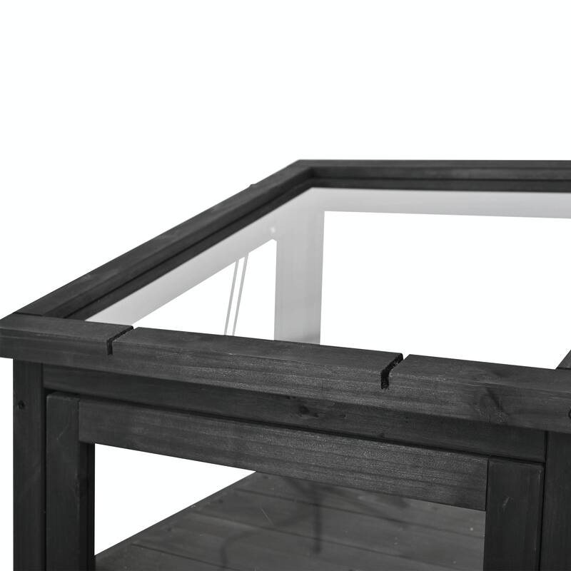 62.4-Inch Wooden Cold Frame Greenhouse - Balcony Design with Adjustable Shelves and Movable Storage Box
