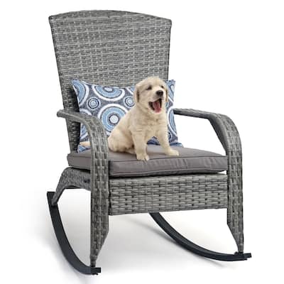 Outdoor Wicker Rocking Chair, Rattan Recliner