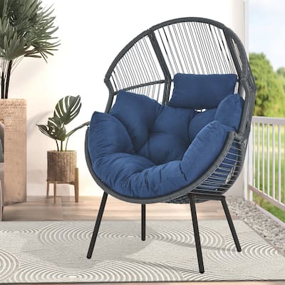 Outdoor Wicker Egg Chair with Removable Cushion