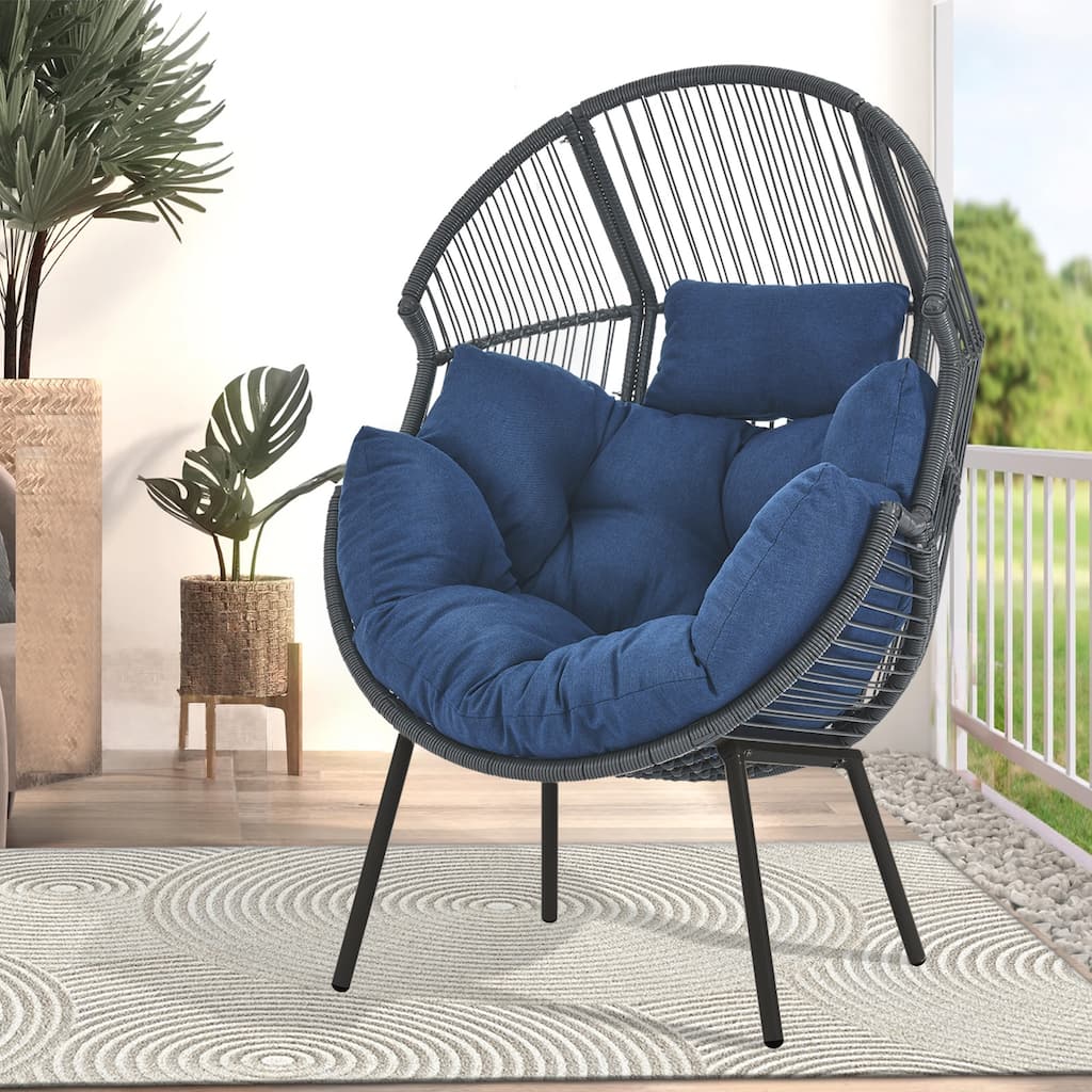 Outdoor Wicker Egg Chair with Removable Cushion