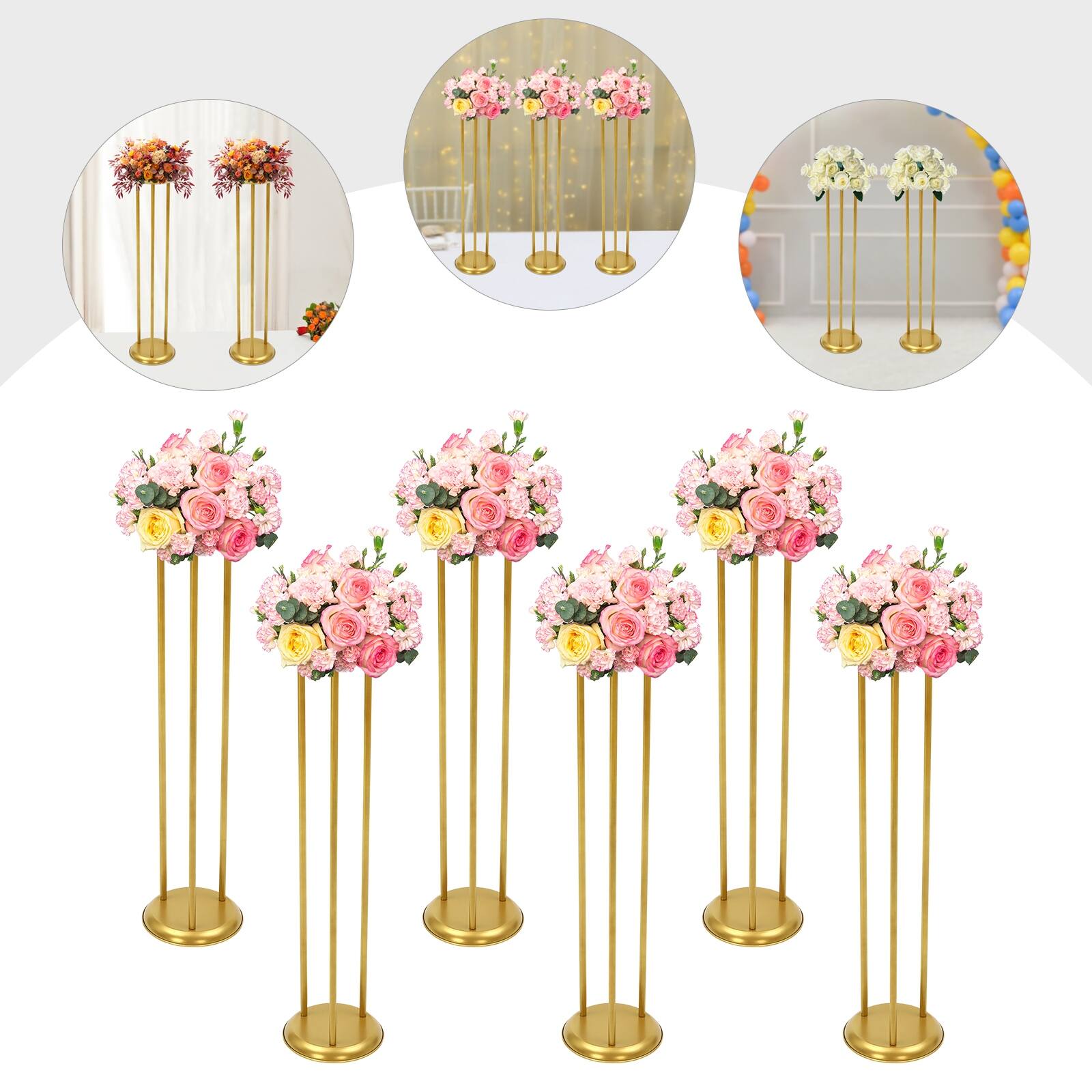 6 Pcs Gold Metal Flower Vase Bulk for Wedding Table Centerpieces On