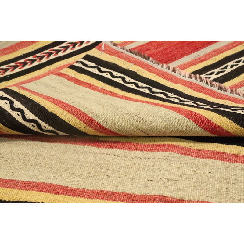 Hand Woven Oriental 100% Wool Carpet Southwestern Tribal Multi-Colored Kilim Area Rug - 8' 8'' X 5' 3''