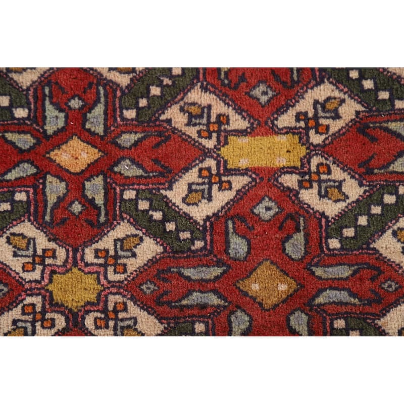 Geometric Tabriz Persian Vintage Area Rug Hand-Knotted Wool Carpet - 3'10"x 5'1"