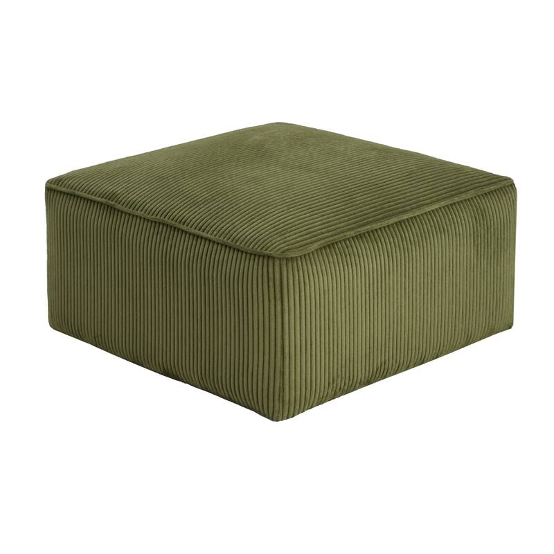 Square Ottoman, Corduroy - Olive Green