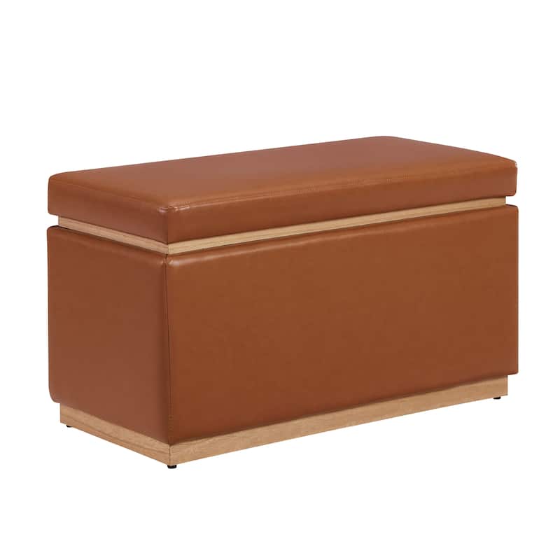 Rue Faux Leather Rectangle Storage Ottoman