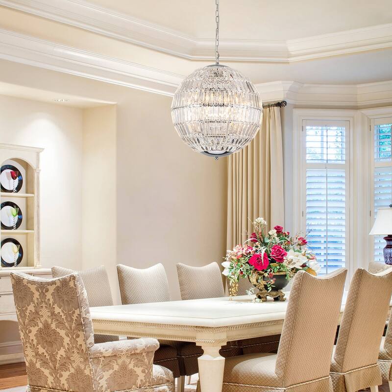Ennu Retro Antique Sphere Crystal Chandelier Adjustable Dining Room Chandelier - W19.09"