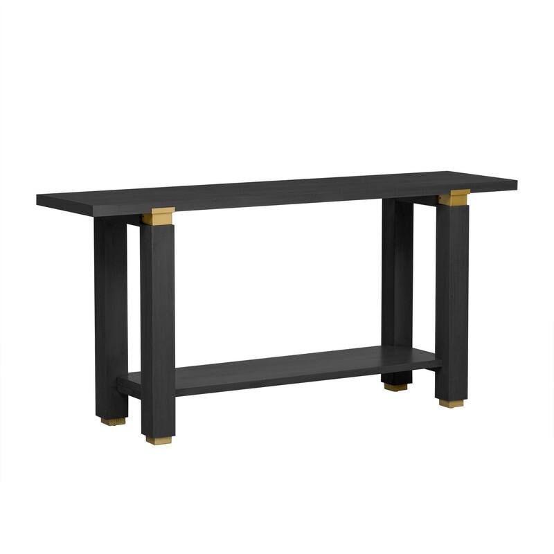 Modern 63" Console Table with Solid Wood Legs and Built-in Shelf for Stylish Entryway Organization