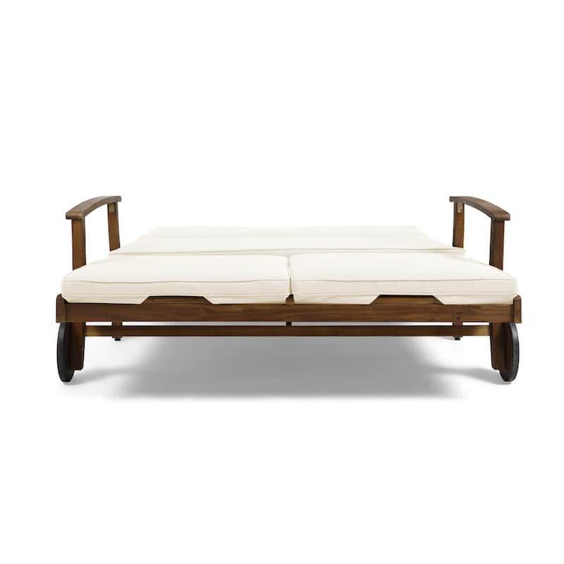 Perla Acacia Wood Double Chaise Lounge by Christopher Knight Home