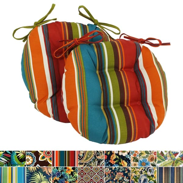 16-inch Round Tufted Indoor/Outdoor Chair Cushions (Set of 2) 16