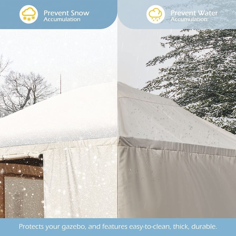 Winter Gazebo Cover with Sidewalls, Waterproof Outdoor Enclosure for Hardtop Gazebos, Beige