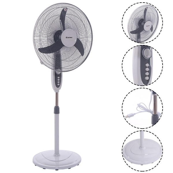 Costway 18‘’ Pedestal Fan 3-Speed Oscillating Stand Floor Manual Control Timer Swing Head