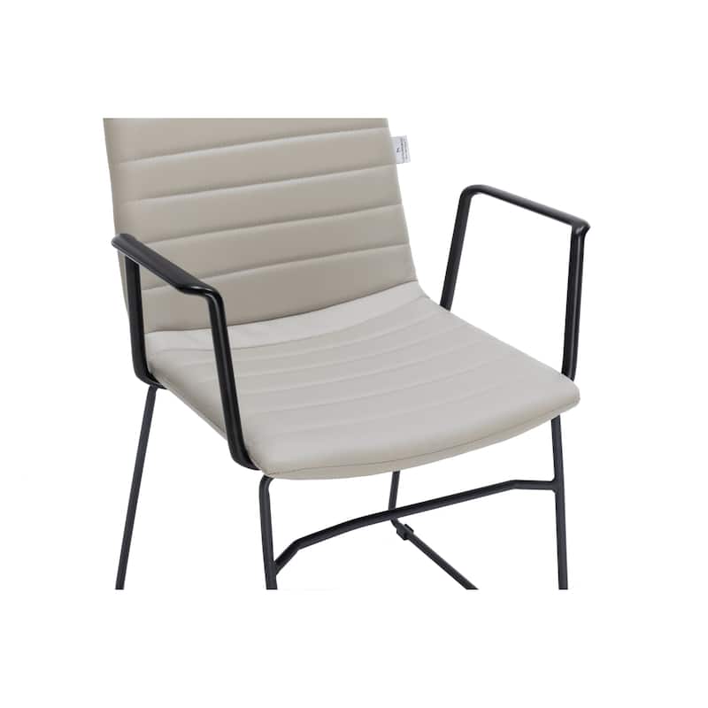 Zylar Ergonomic Guest Chair with Leather, Stainless Steel Base, High-Density Foam, Modern Design for Office or Waiting Room