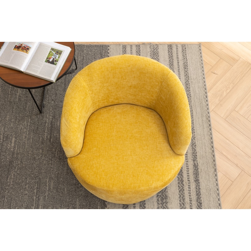 Swivel Accent Armchair Barrel Chair With Black Powder Coating Metal Ring