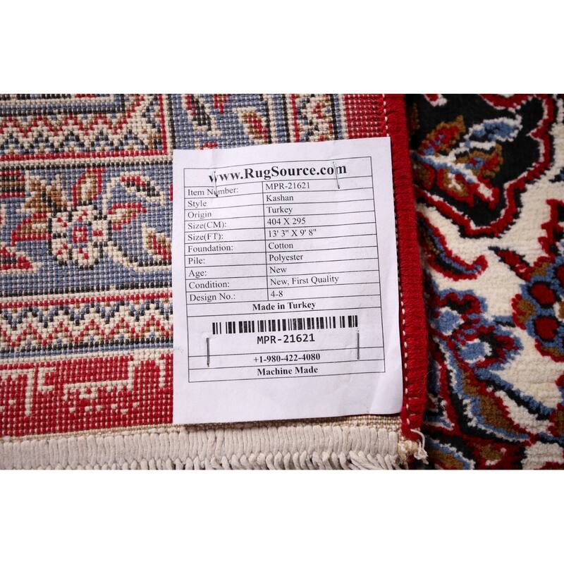 Traditional Floral Kashan Turkish Area Rug Bedroom Machine-Made Carpet - 9'8" x 13'3"
