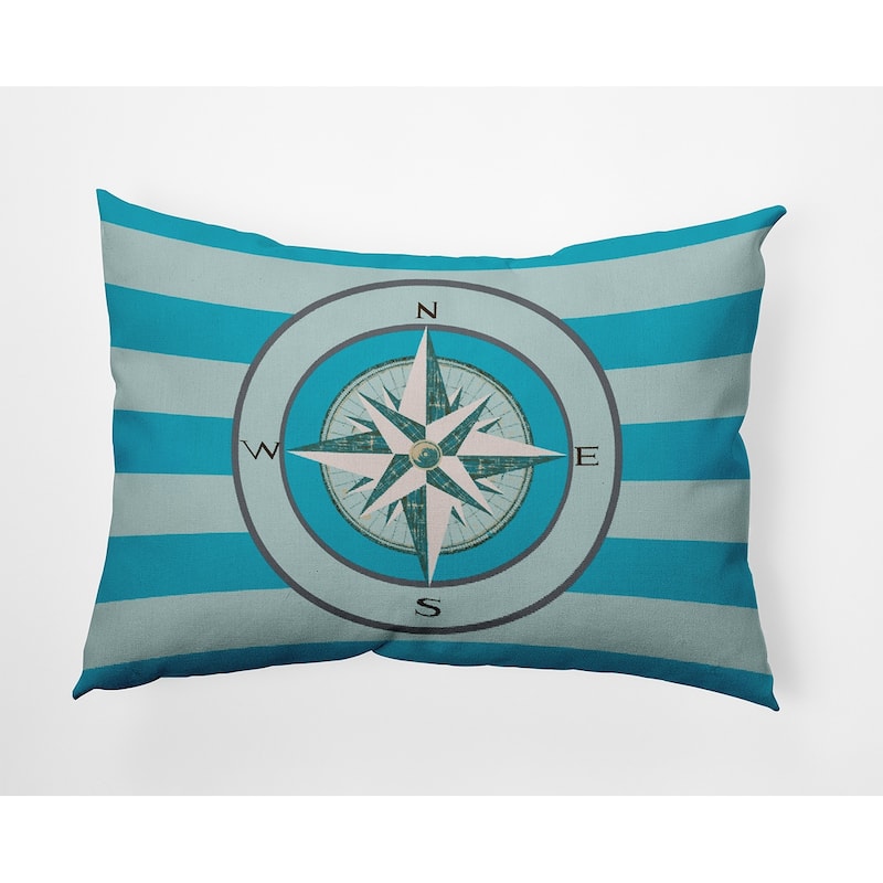 Compass on Stripes Indoor/Outdoor Throw Pillow
