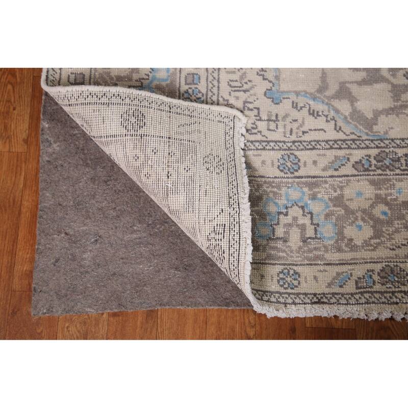 Distressed Tabriz Persian Area Rug Handmade Vintage Wool Carpet - 6'5" x 9'4"