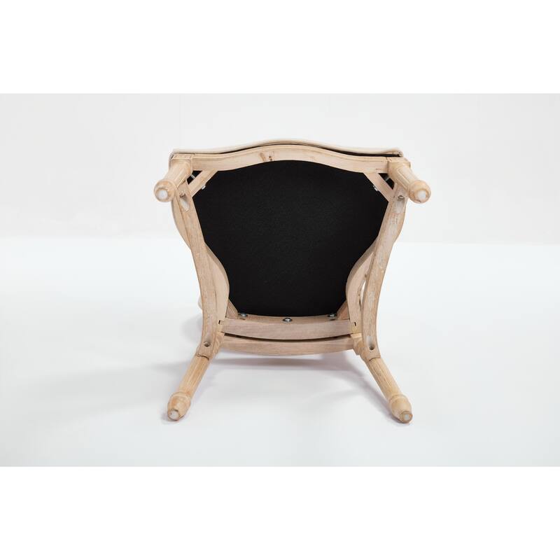 Set of 2 French Country Dining Chairs, Upholstered with Natural Rattan Round Back