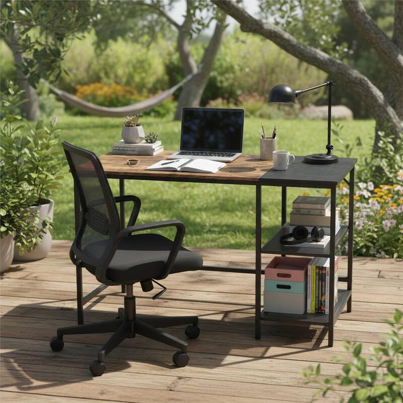 Homylin Modern Computer Desk with Storage Shelves for Home Office