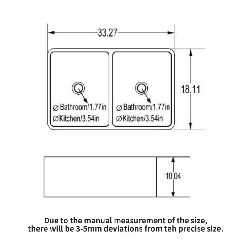 33'' Farmhouse Ceramic Double Bowl Kitchen Sink in White - 33'' x 18'' x 10''