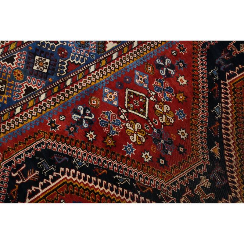 Hand Knotted Oriental 100% Wool Carpet Traditional Tribal Navy Blue & Blues Yalameh Area Rug - 10' 8'' X 7' 6''