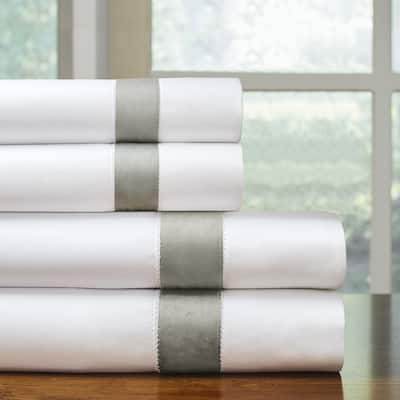 Pointehaven 525 Thread count Long staple cotton extra deep pocket Bordered Hem 4 pc sheet set