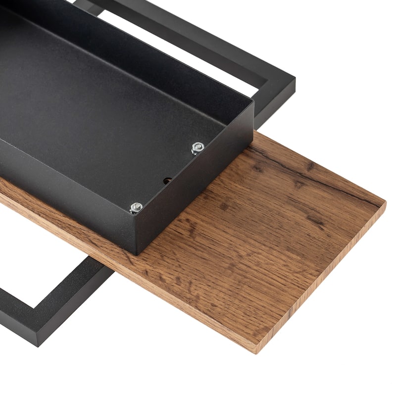 Farmhouse 3-Light Integrated LED Rectangle Wood Flush Mount Ceiling Light - W37.4"