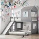 preview thumbnail 2 of 14, Playhouse-inspired Style Twin Over Full Wooden Bunk Bed,Loft Bed with Playhouse,Farmhouse, Ladder, Slide and Guardrails