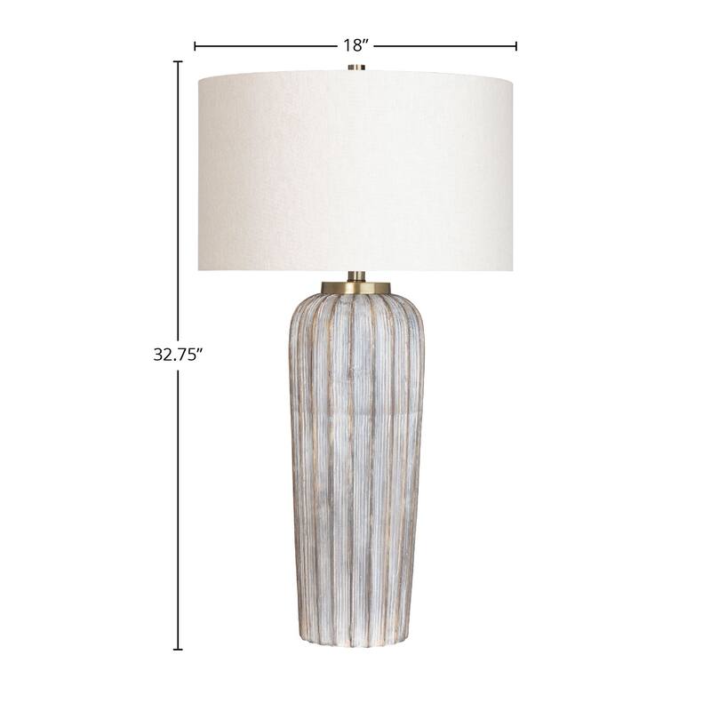 Pascal 33" Table Lamp with Linen Drum Shade, Gray