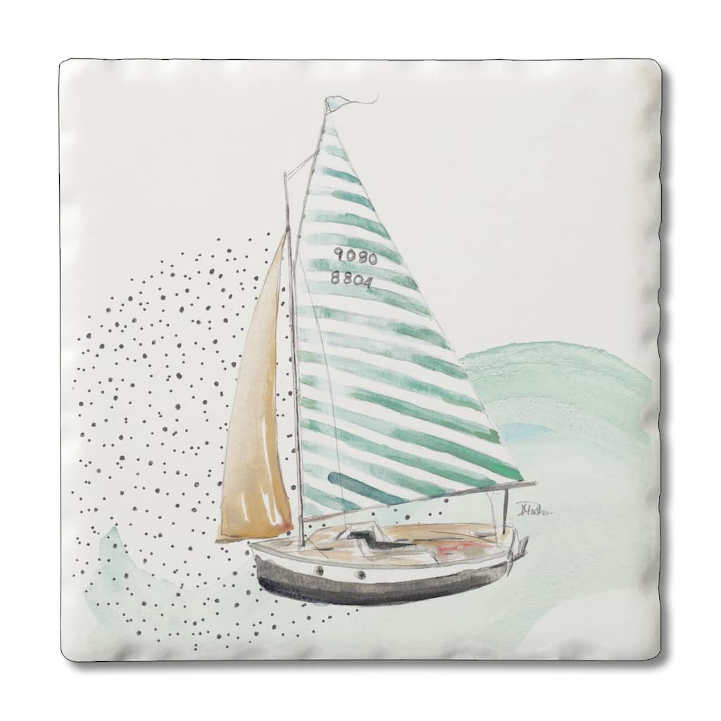 Counterart Absorbent Stone Coasters - Sailboat - Set of 4 - 4x4x1.549