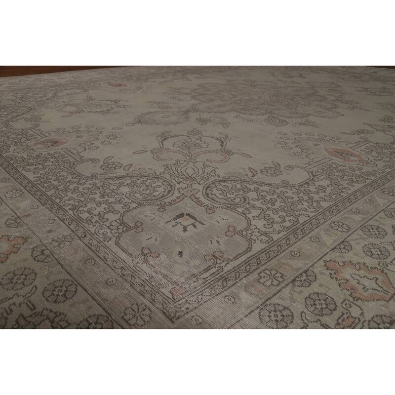 Tabriz Persian Vintage Rug Handmade Living Room Wool Carpet - 9'7" x 13'0"