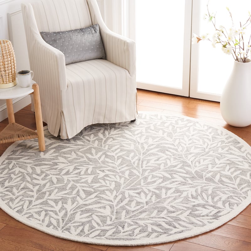 SAFAVIEH Handmade Jardin Mariegret Wool Rug - 6' Round - Grey/Ivory