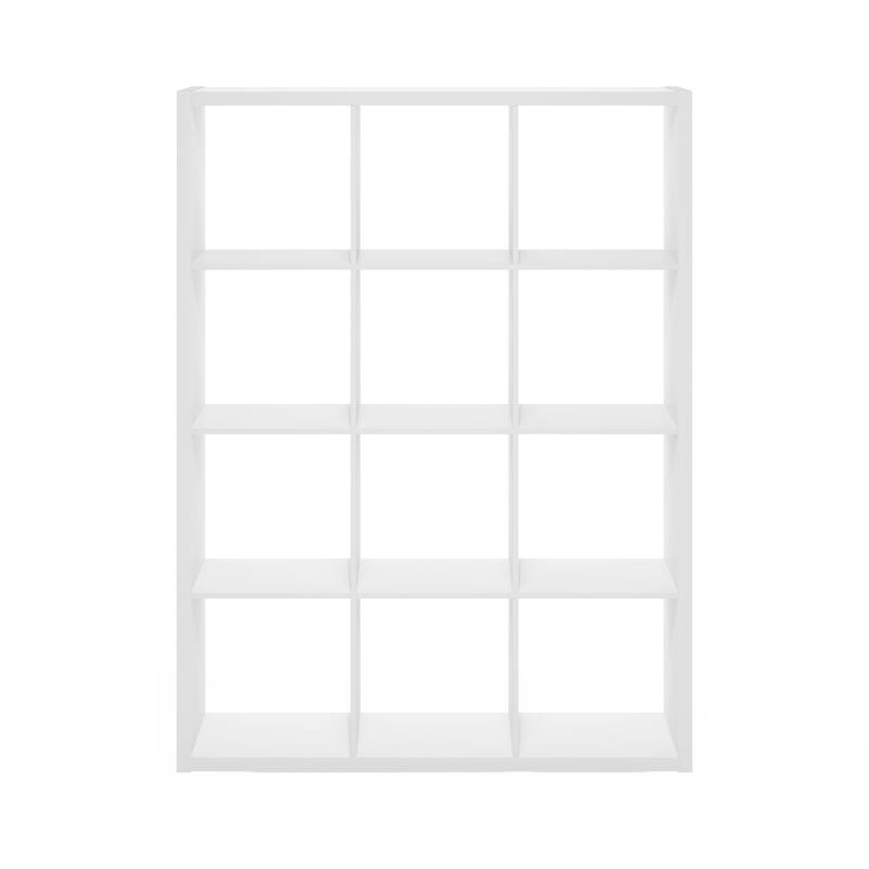 Furinno Cubicle Open Back Decorative Cube Storage Organizer, 12-Cube, White