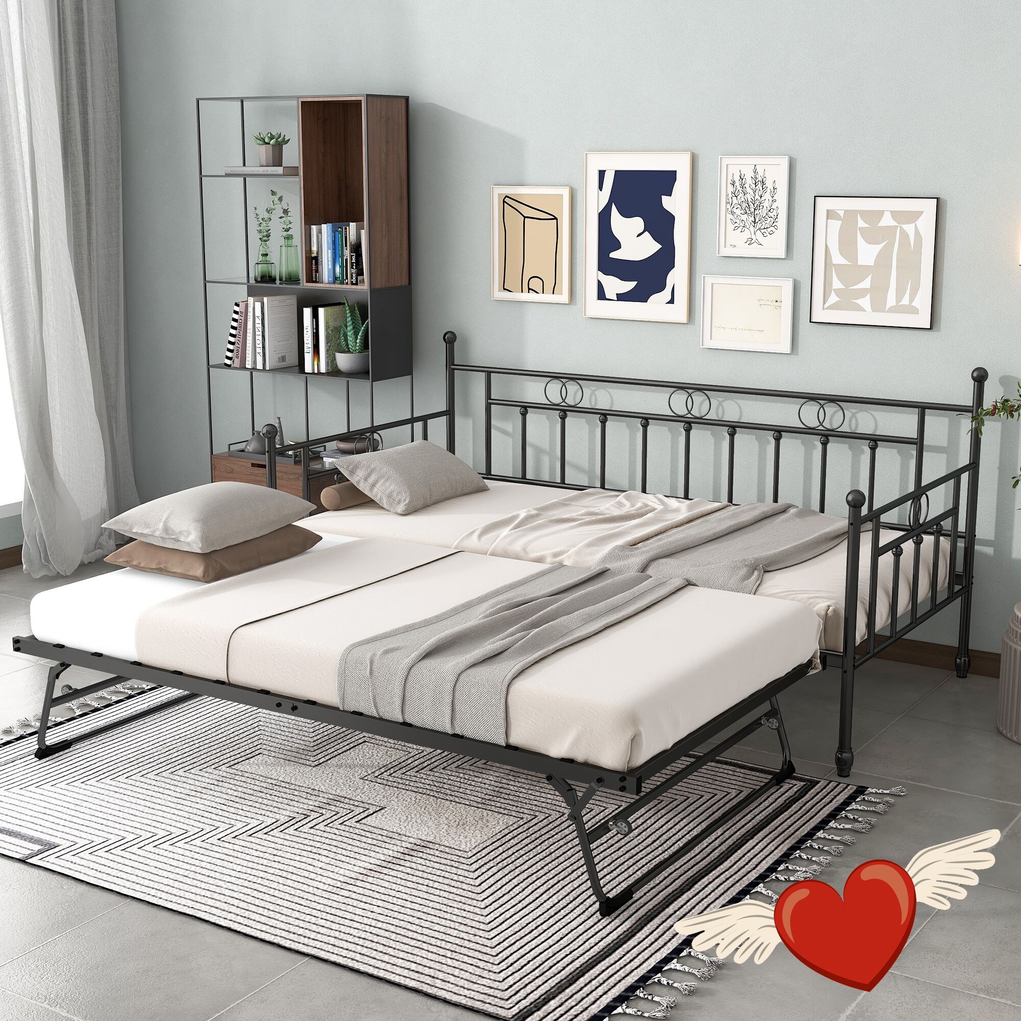 Daybed with shop raised trundle