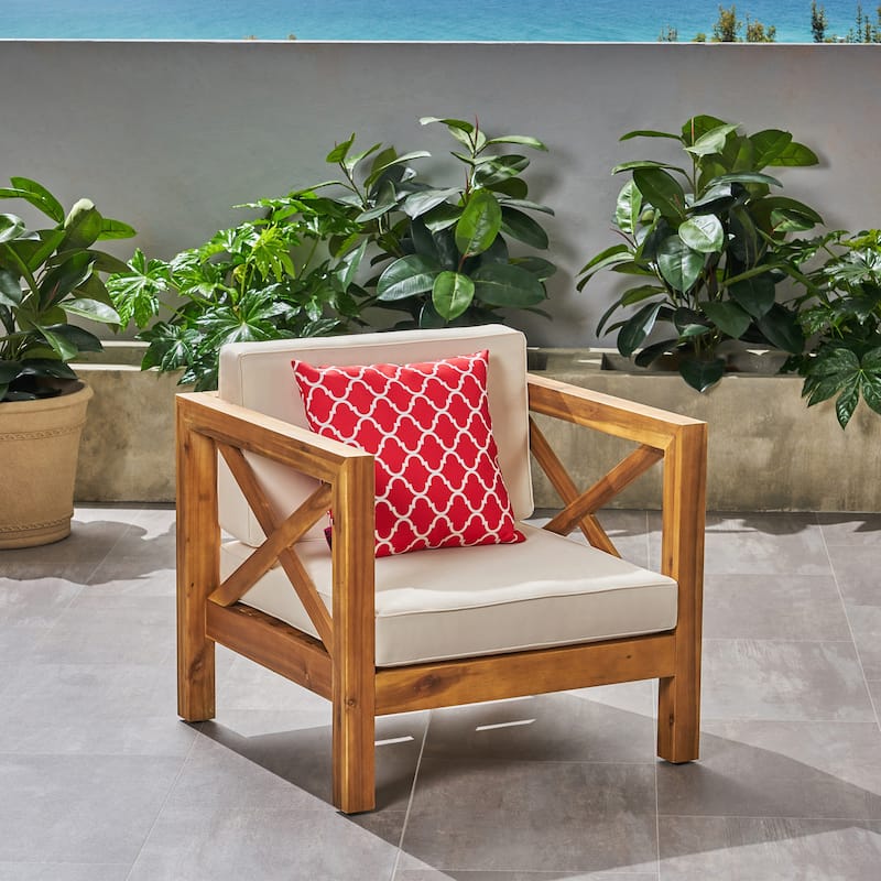 Farmhouse Outdoor Patio Lounge Chair, Bistro Chairs for Lawn, Balconies & Gardens Tanning Chair