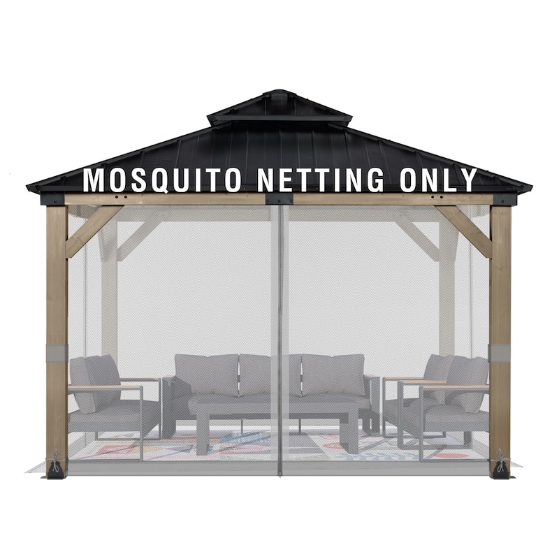 Aoodor 12'x12' Replacement Gazebo Mosquito Netting 4-Panel Sidewalls