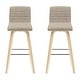 preview thumbnail 30 of 120, Skara Swivel Bar Stool, Upholstered Bar Height Chair with Bentwood Frame Set of 2 - Vintage Taupe Faux Leather & Oak