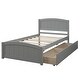 preview thumbnail 1 of 6, Twin Wood Platform Bed with Drawers, Sturdy Pine Construction Gray