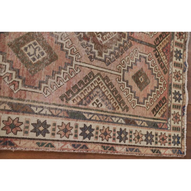 Hand Knotted Oriental 100% Wool Carpet Traditional Geometric Pink Balouch Area Rug - 7' 8'' X 4' 1''