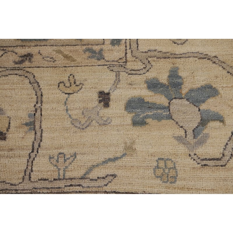 Oushak Turkish Area Rug Beige Hand-Knotted Wool Carpet - 8'1"x 10'1"